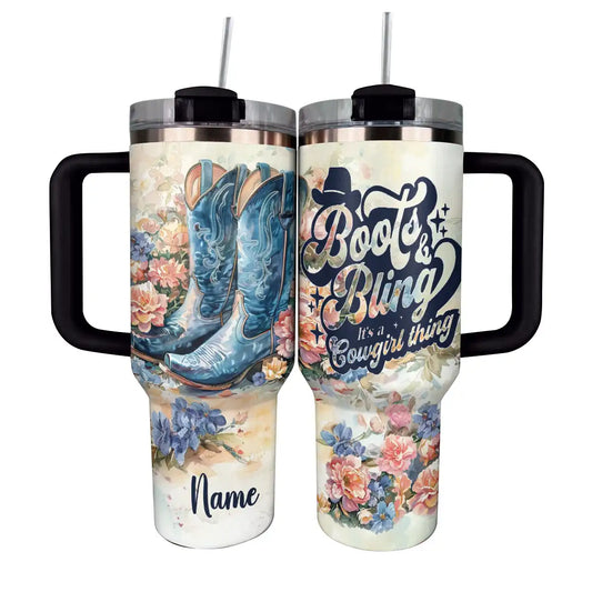 Glänzende Tumbler-Stiefel und Bling