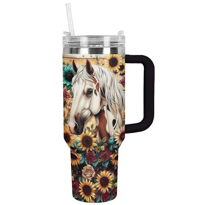 Gobelet brillant motif cheval floral