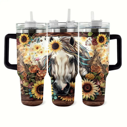 Shineful Tumbler Floral Horse Ver4