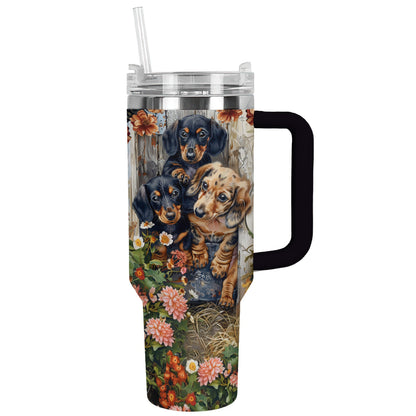 Shineful Tumbler Dachshund Floral Bliss