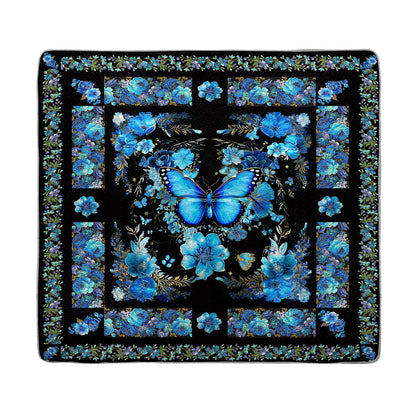 Shineful All Season Quilt 3-Piece Set Mystical Blue Butterfly Bloom