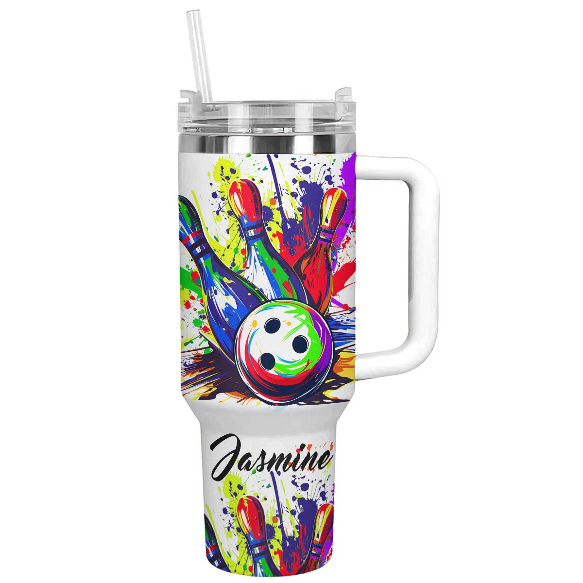 Shineful Personalized Tumbler Colorful Bowling Splashing