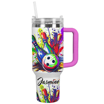 Shineful Personalized Tumbler Colorful Bowling Splashing