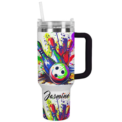 Shineful Personalized Tumbler Colorful Bowling Splashing