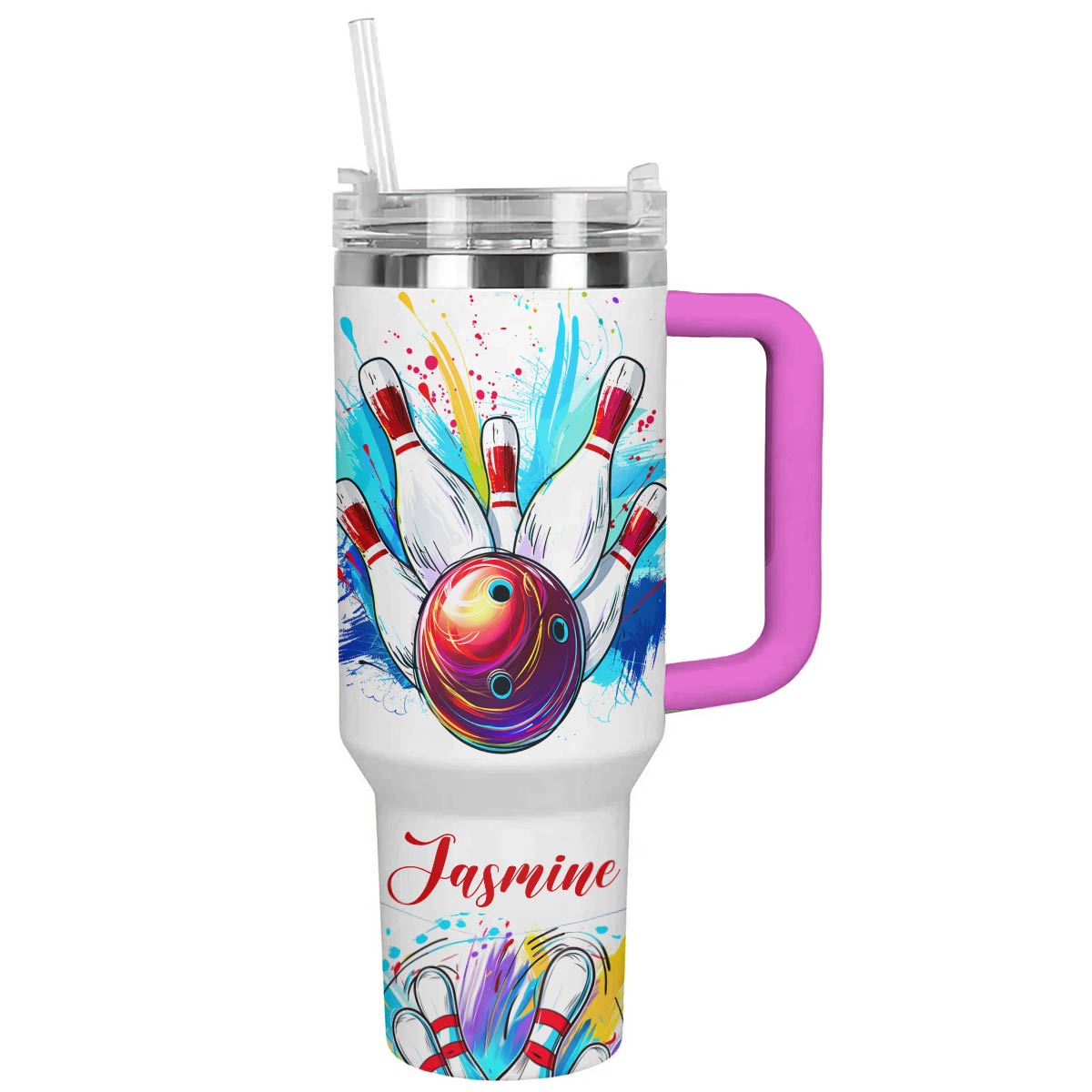 Glänzender personalisierter Becher „Bowling In My Love“