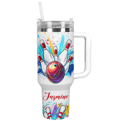 Glänzender personalisierter Becher „Bowling In My Love“