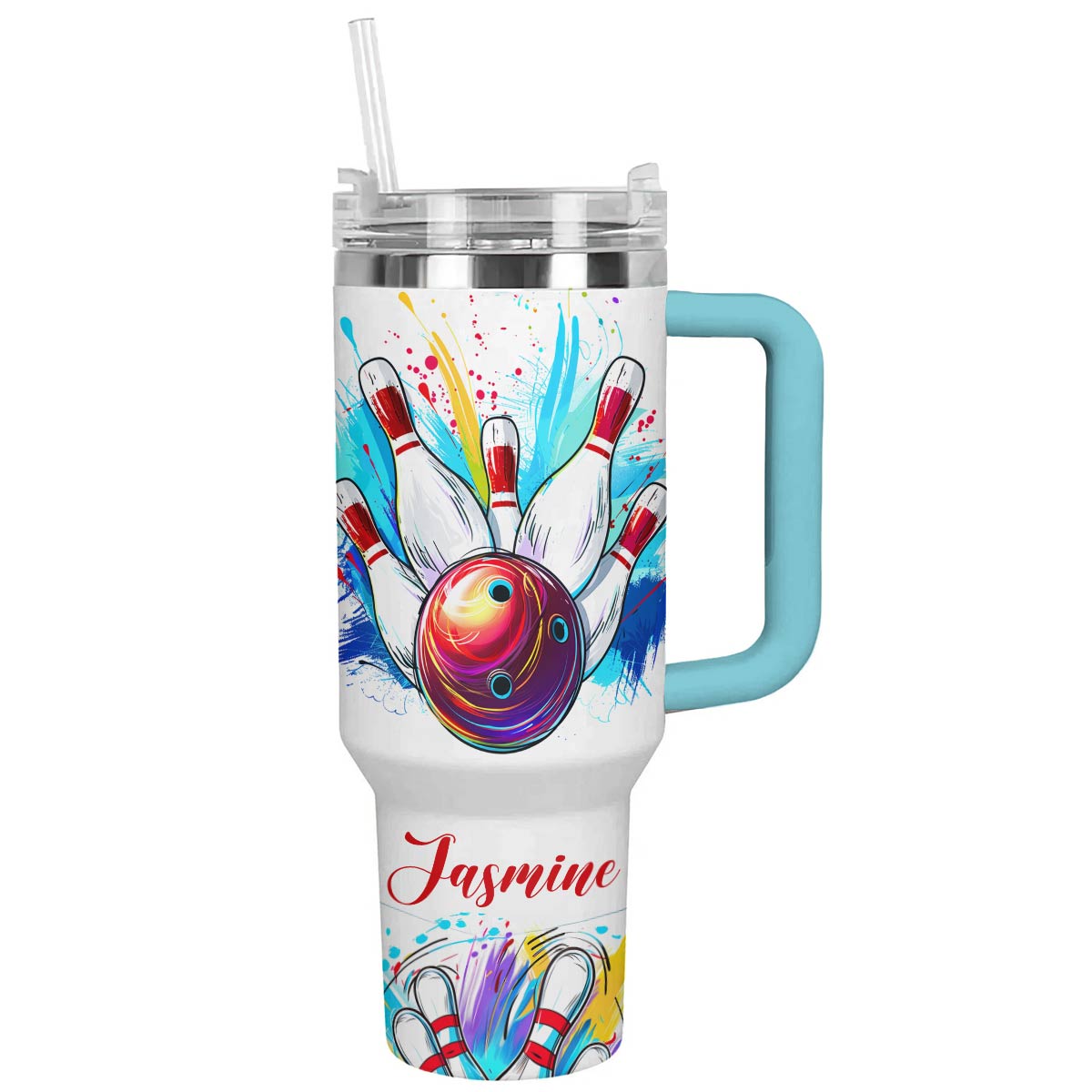 Glänzender personalisierter Becher „Bowling In My Love“