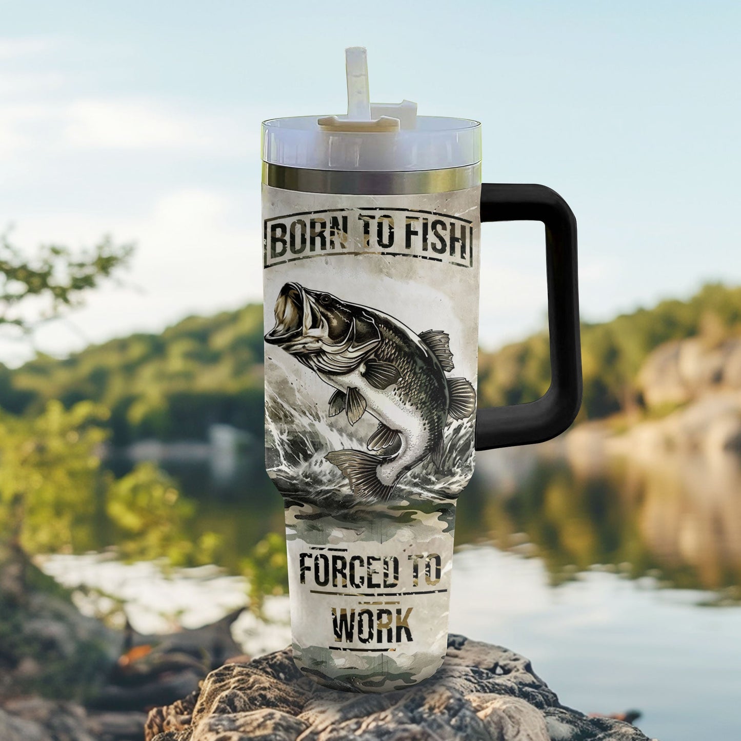 Shineful Tumbler Born To Fish Forced To Work