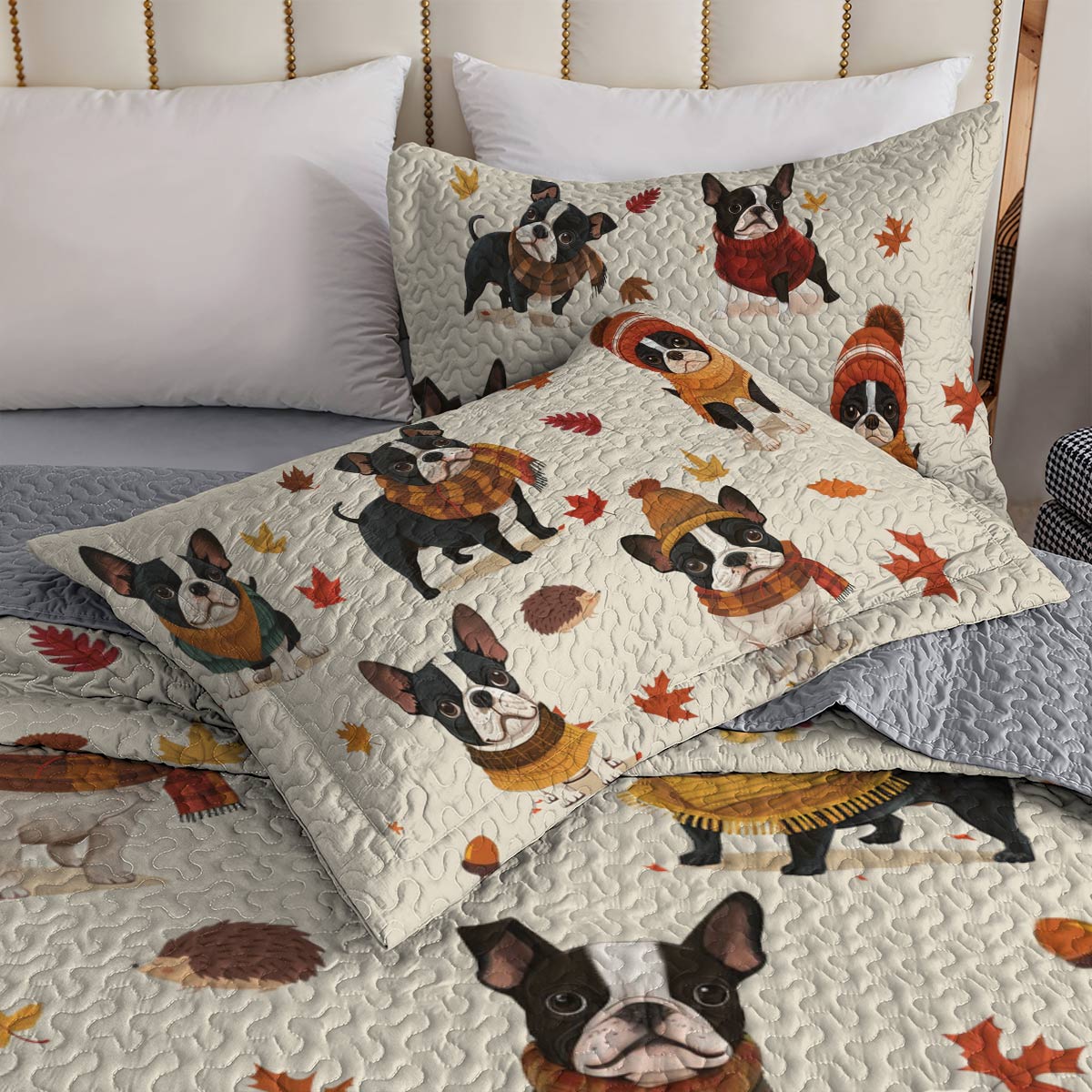 Shineful All Season Quilt 3-Piece Set Autumn Terrier