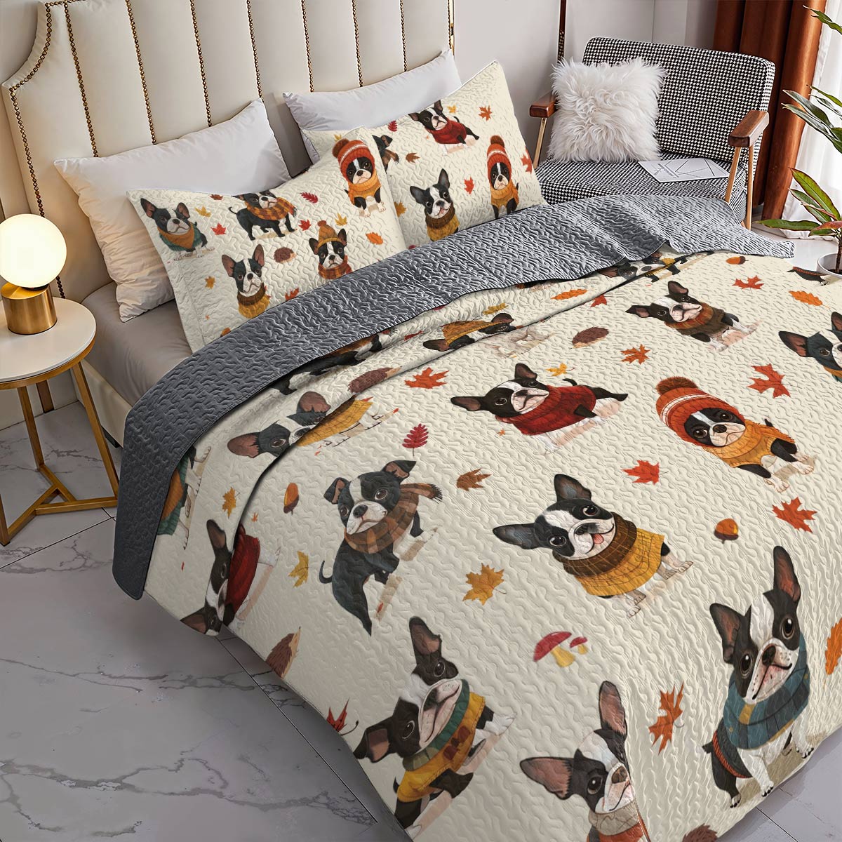 Shineful All Season Quilt 3-Piece Set Autumn Terrier