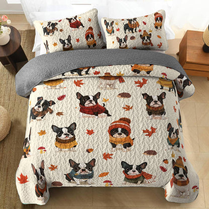 Shineful All Season Quilt 3-Piece Set Autumn Terrier