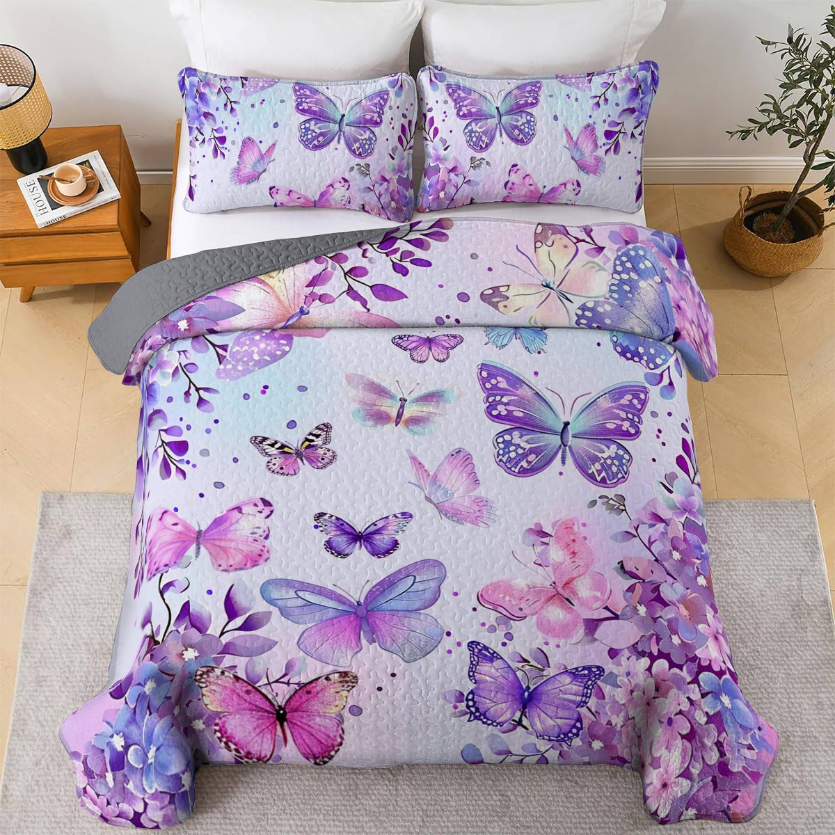 Shineful All Season Quilt 3-Piece Set Magnificent Butterflies