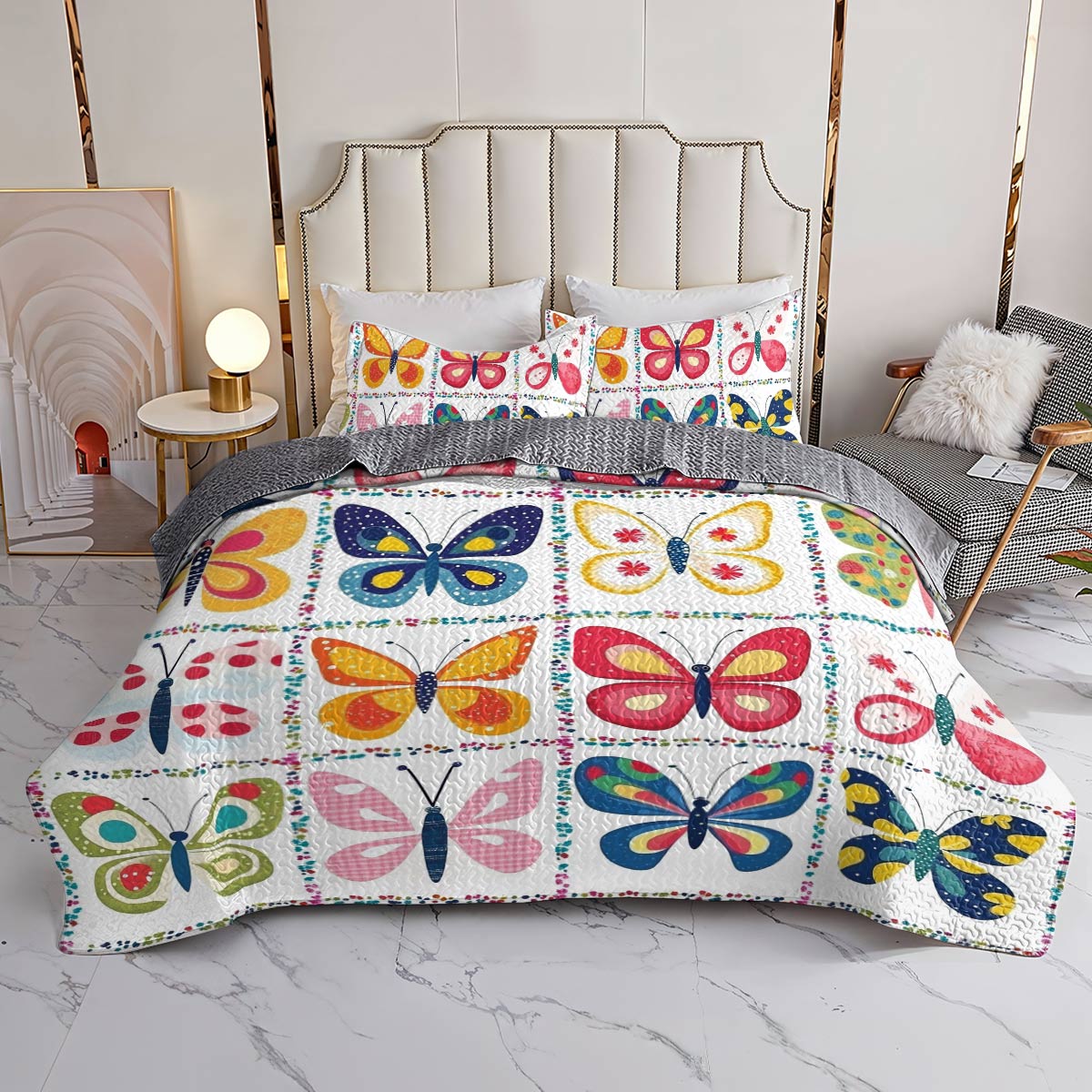 Shineful All Season Quilt 3-teiliges Set Hübsche Schmetterlinge Liebe