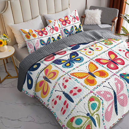 Shineful All Season Quilt 3-Piece Set Pretty Butterflies Love