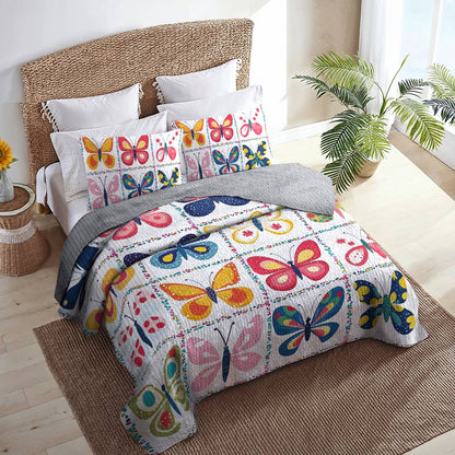 Shineful All Season Quilt 3-Piece Set Pretty Butterflies Love