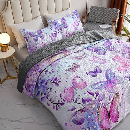 Shineful All Season Quilt 3-Piece Set Magnificent Butterflies