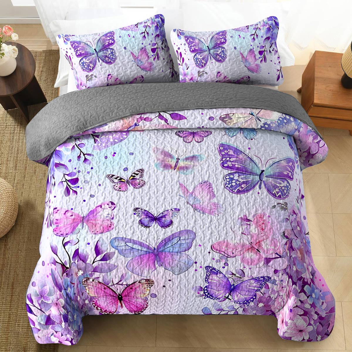 Shineful All Season Quilt 3-Piece Set Magnificent Butterflies