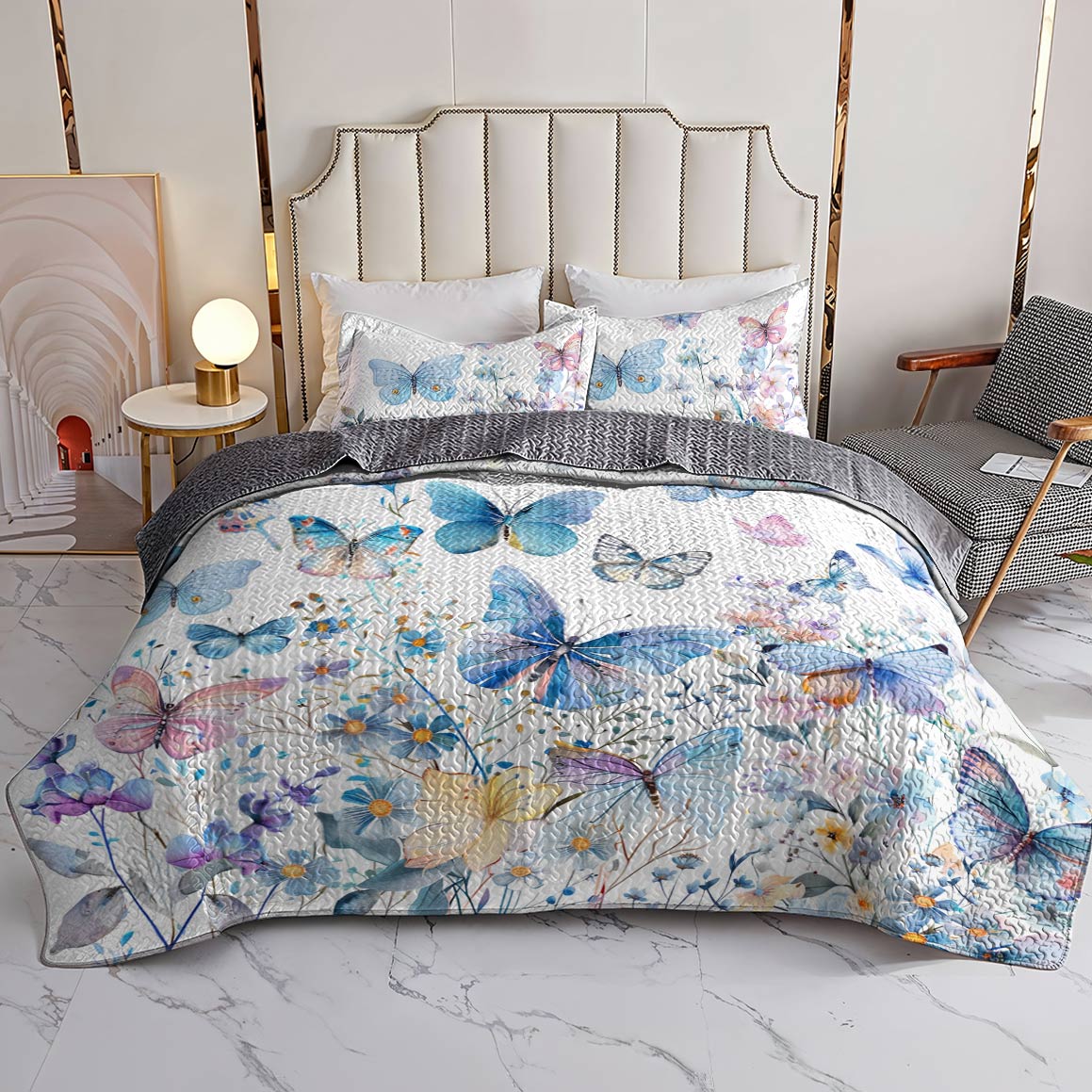 Shineful All Season Quilt 3-Piece Set Dreaming Butterflies