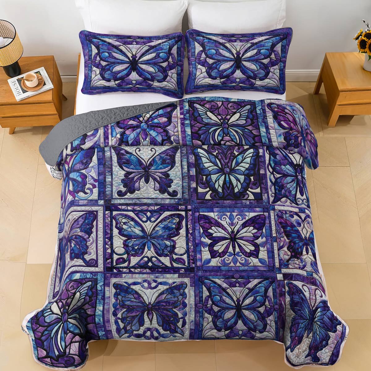 Shineful All Season Quilt 3-Piece Set Magnificent Butterflies