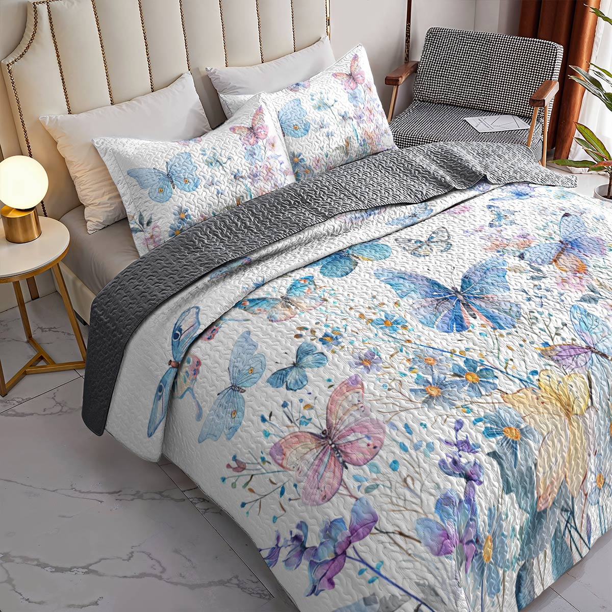 Shineful All Season Quilt 3-Piece Set Dreaming Butterflies