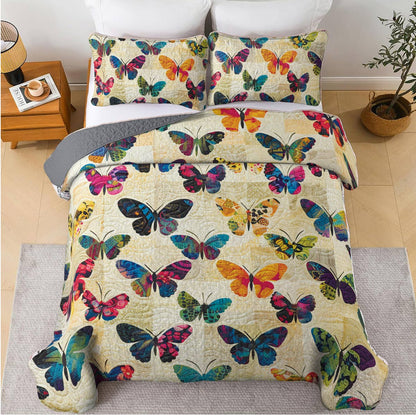 Shineful All Season Quilt 3-Piece Set Colorful Butterfies