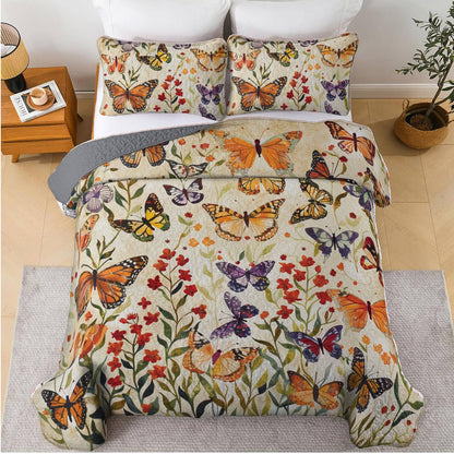 Shineful All Season Quilt 3-Piece Set Butterfly Flowers Lovely