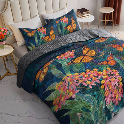 Shineful All Season Quilt 3-Piece Set Shineful All Season Quilt 3-Piece Set Charming Monarch Butterflies And Milkweed Plant