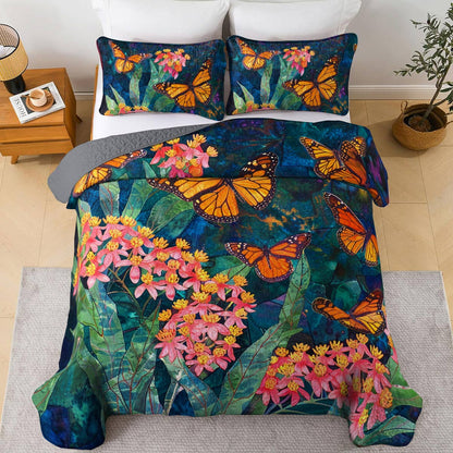 Shineful All Season Quilt 3-Piece Set Shineful All Season Quilt 3-Piece Set Charming Monarch Butterflies And Milkweed Plant