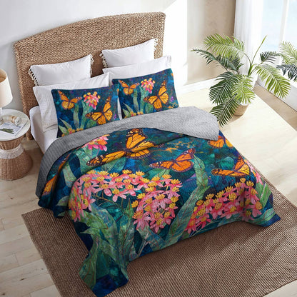 Shineful All Season Quilt 3-Piece Set Shineful All Season Quilt 3-Piece Set Charming Monarch Butterflies And Milkweed Plant