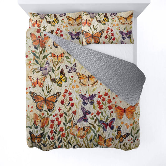 Shineful All Season Quilt 3-teiliges Set Schmetterling Blumen Lovely