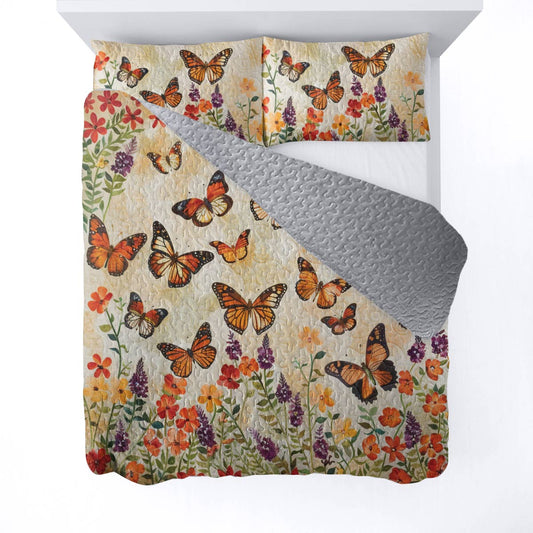 Shineful All Season Quilt 3-teiliges Set Charming Butterfly Garden