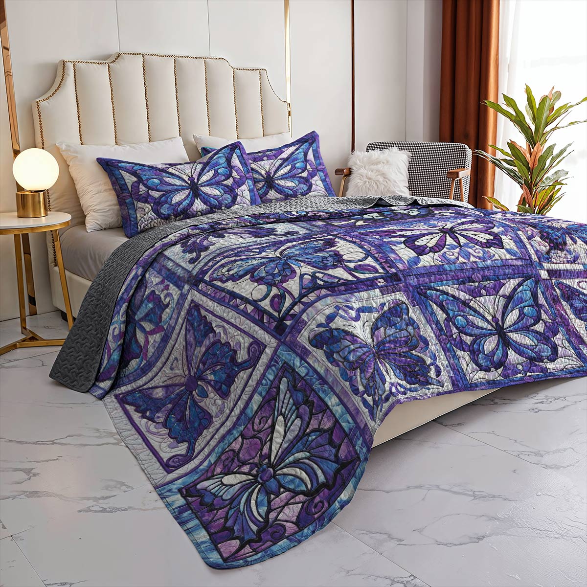 Shineful All Season Quilt 3-Piece Set Magnificent Butterflies