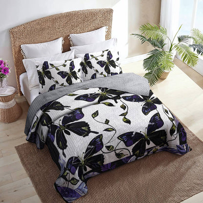 Shineful All Season Quilt 3-teiliges Set Funkelnder Schmetterling in der Nacht