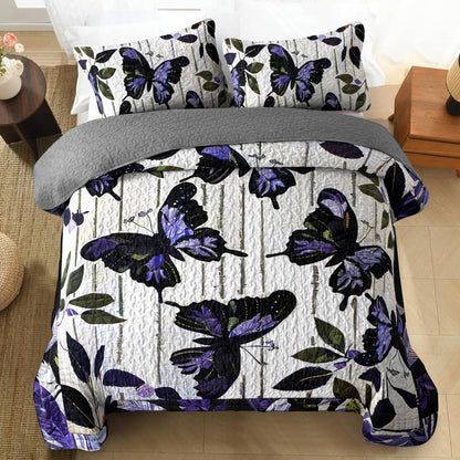 Shineful All Season Quilt 3-Piece Set Magnificent Butterflies Lovely