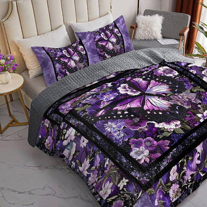 Shineful All Season Quilt 3-Piece Set Exquisite Butterfly Flowers