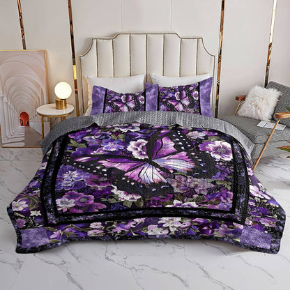 Shineful All Season Quilt 3-Piece Set Exquisite Butterfly Flowers