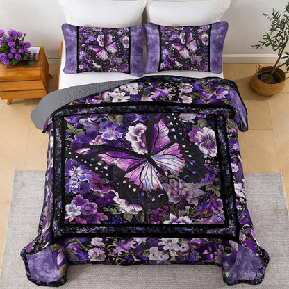 Shineful All Season Quilt 3-Piece Set Exquisite Butterfly Flowers