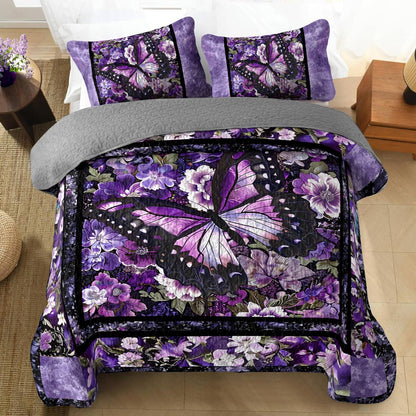 Shineful All Season Quilt 3-Piece Set Exquisite Butterfly Flowers