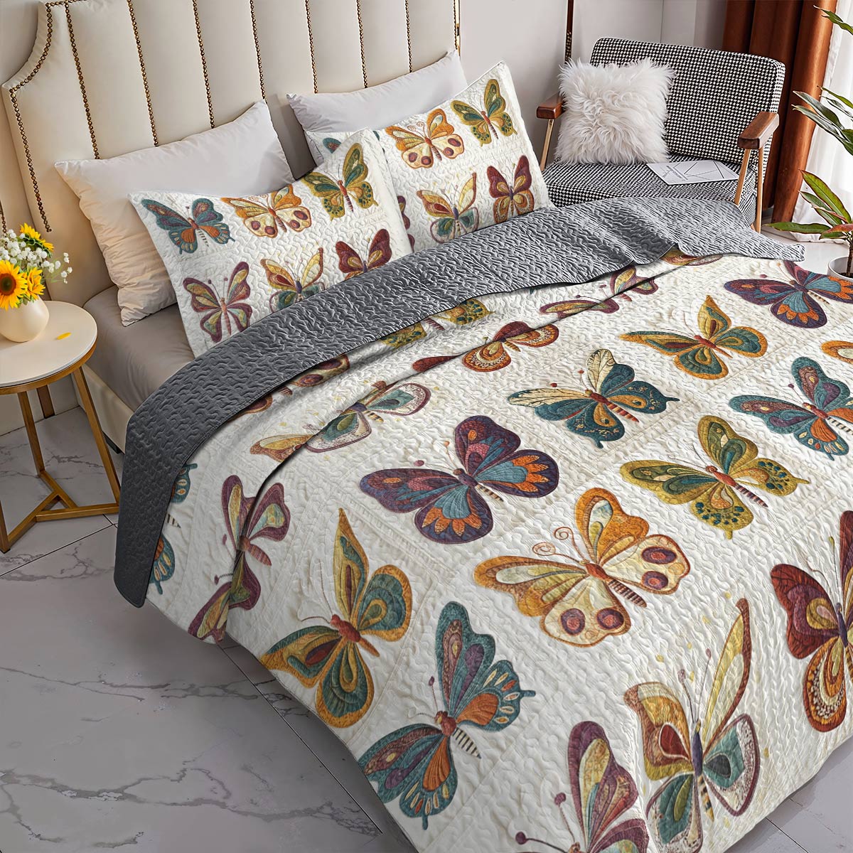 Shineful All Season Quilt 3-Piece Set Classical Butterflies