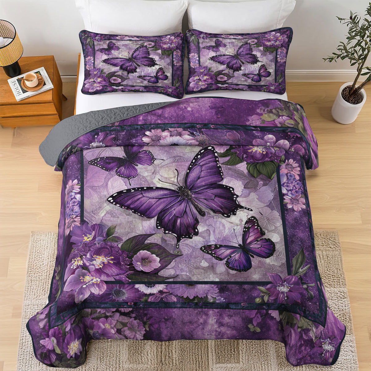 Shineful All Season Quilt 3-Piece Set Enchanted Butterfly