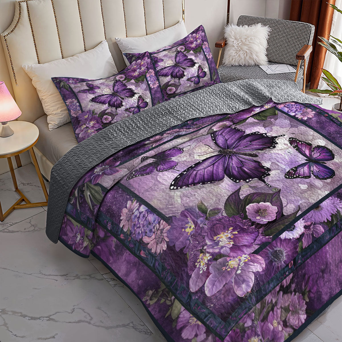 Shineful All Season Quilt 3-Piece Set Enchanted Butterfly