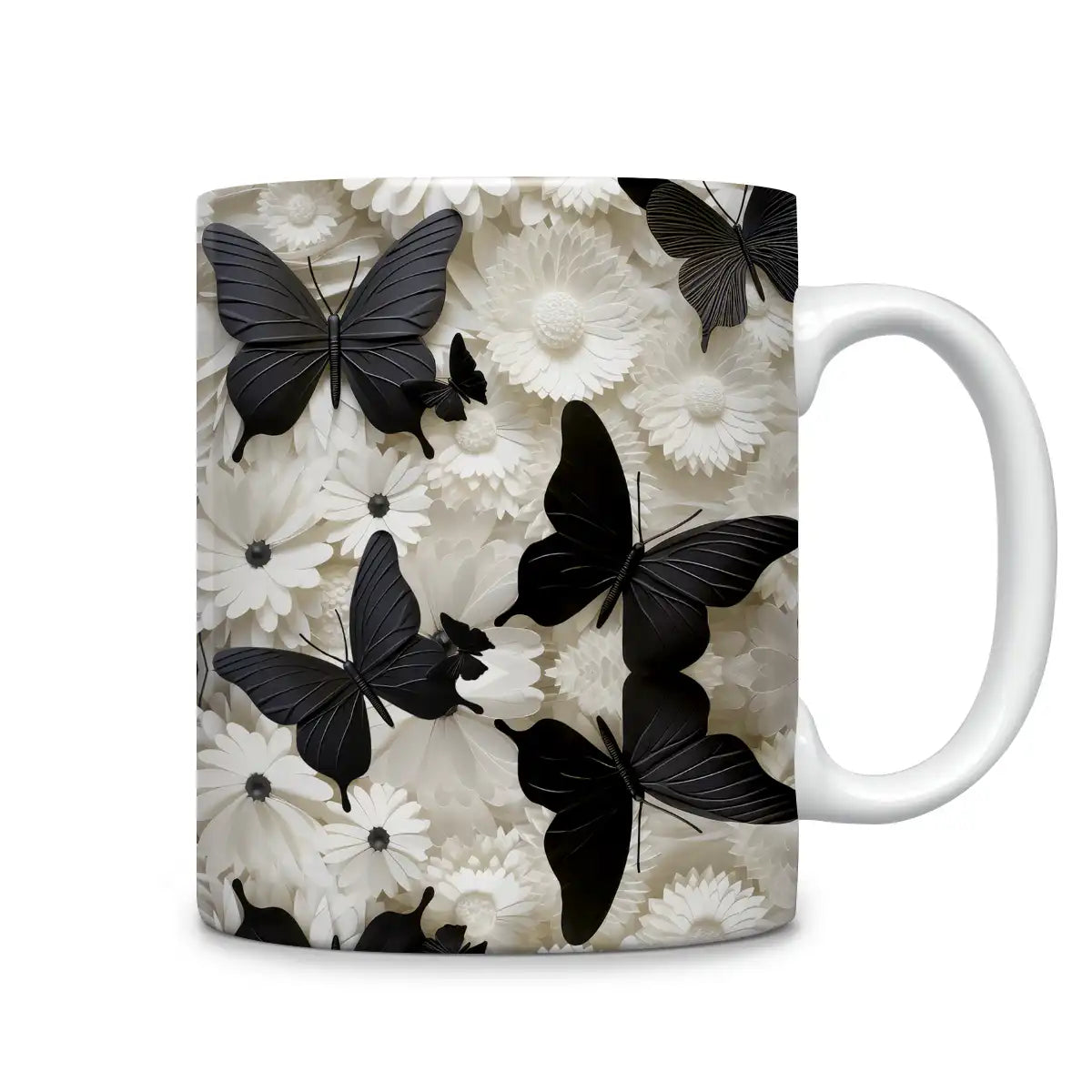 Tasse en céramique brillante Papillon Noir