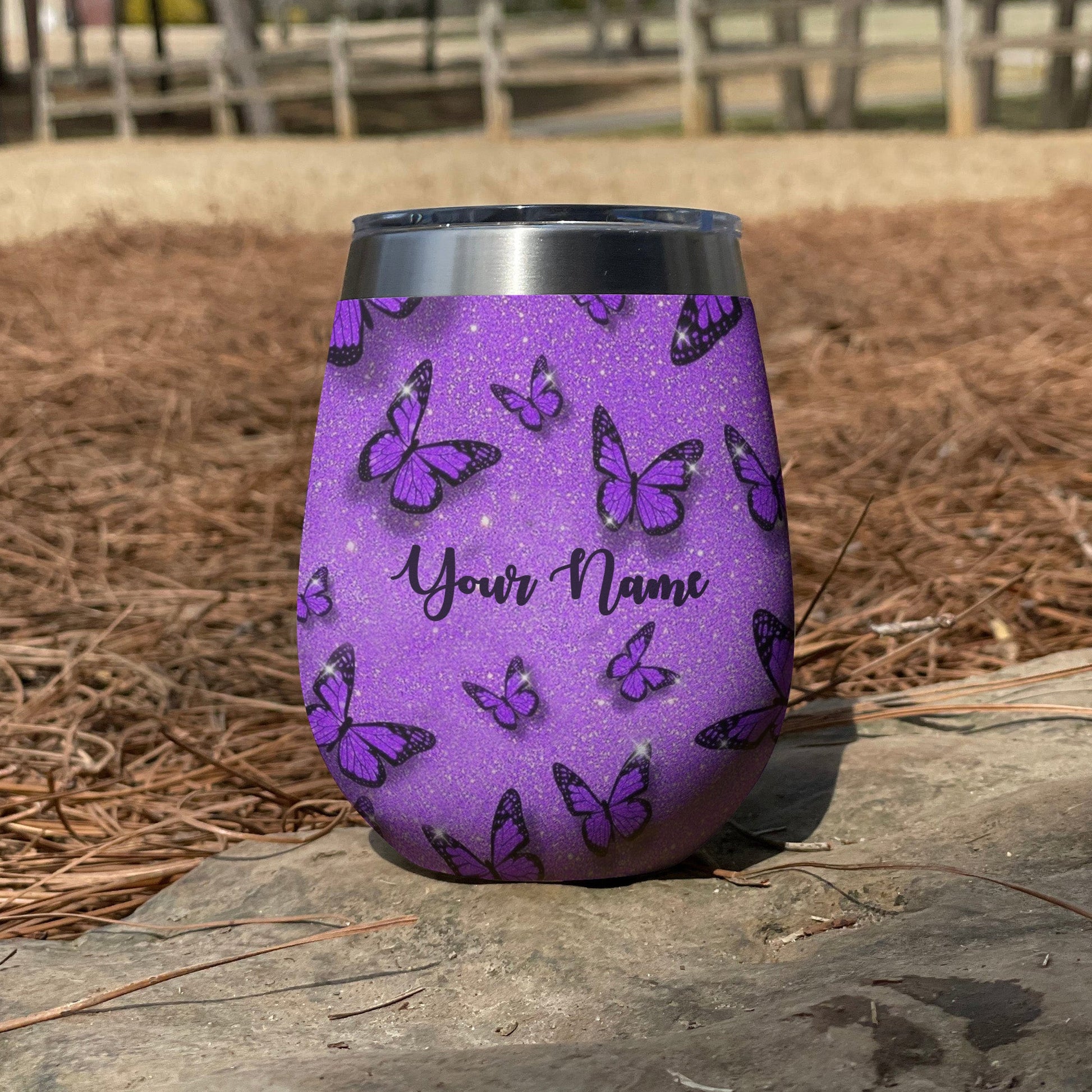 Butterfly 12 Oz Shineful™ Wine Tumbler Personalized Gorgeous Mn8 12Oz