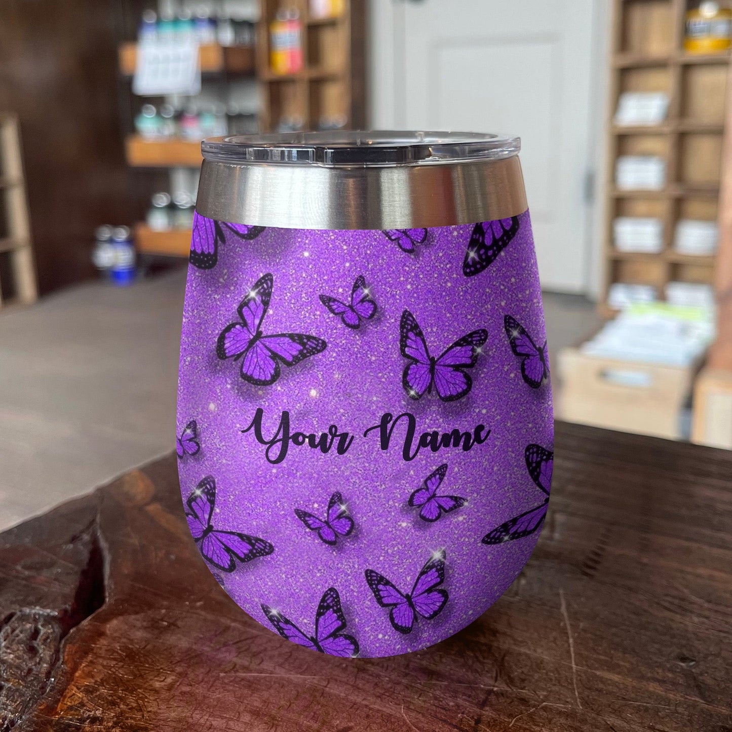 Butterfly 12 Oz Shineful™ Wine Tumbler Personalized Gorgeous Mn8 12Oz