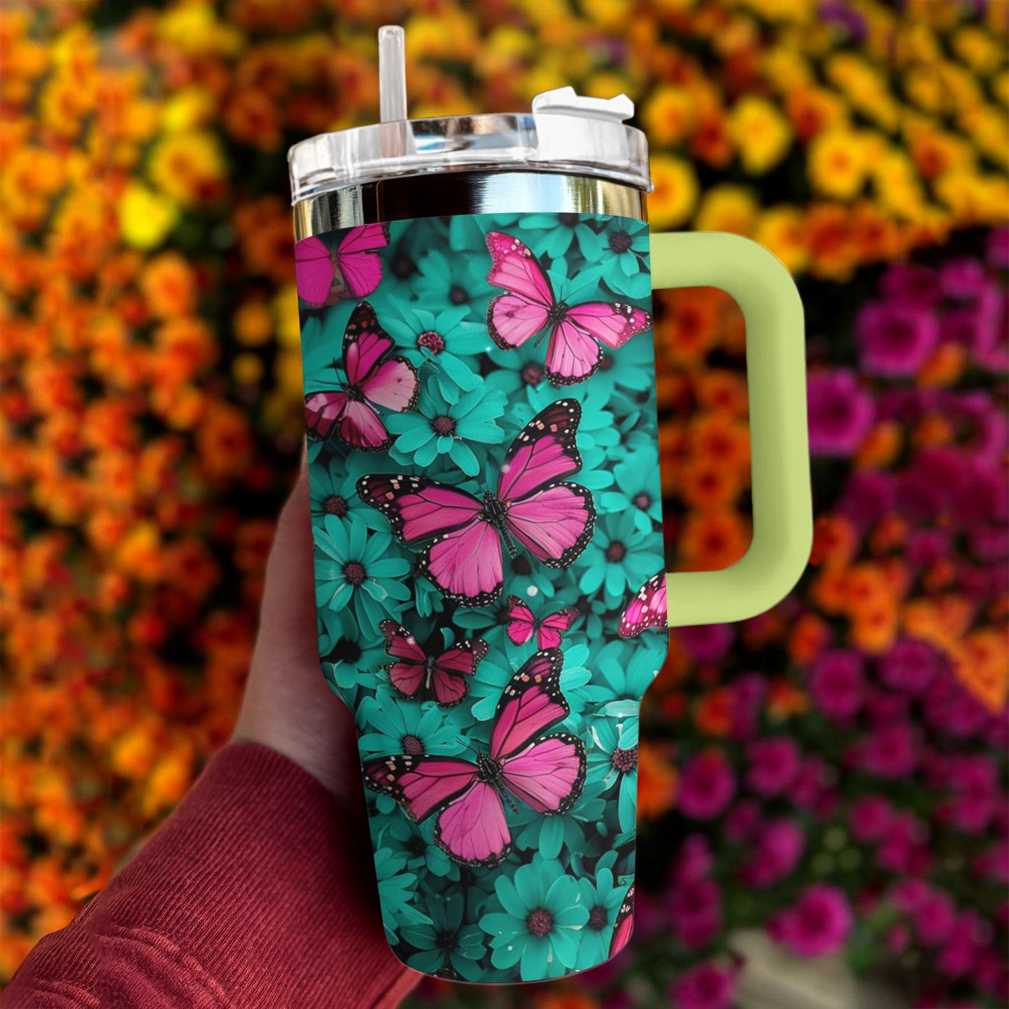 Shineful Tumbler Butterfly Turquoise Blooms