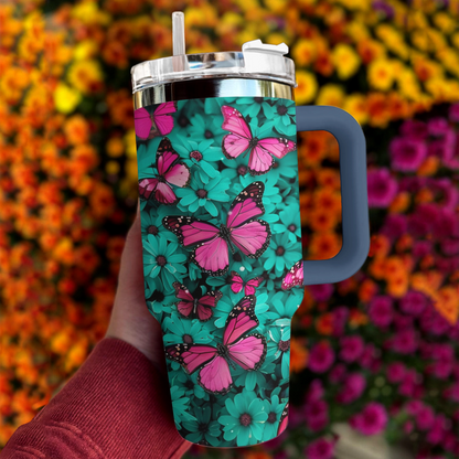 Shineful Tumbler Butterfly Turquoise Blooms