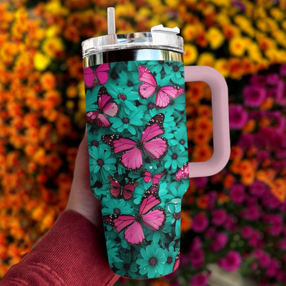 Shineful Tumbler Butterfly Turquoise Blooms