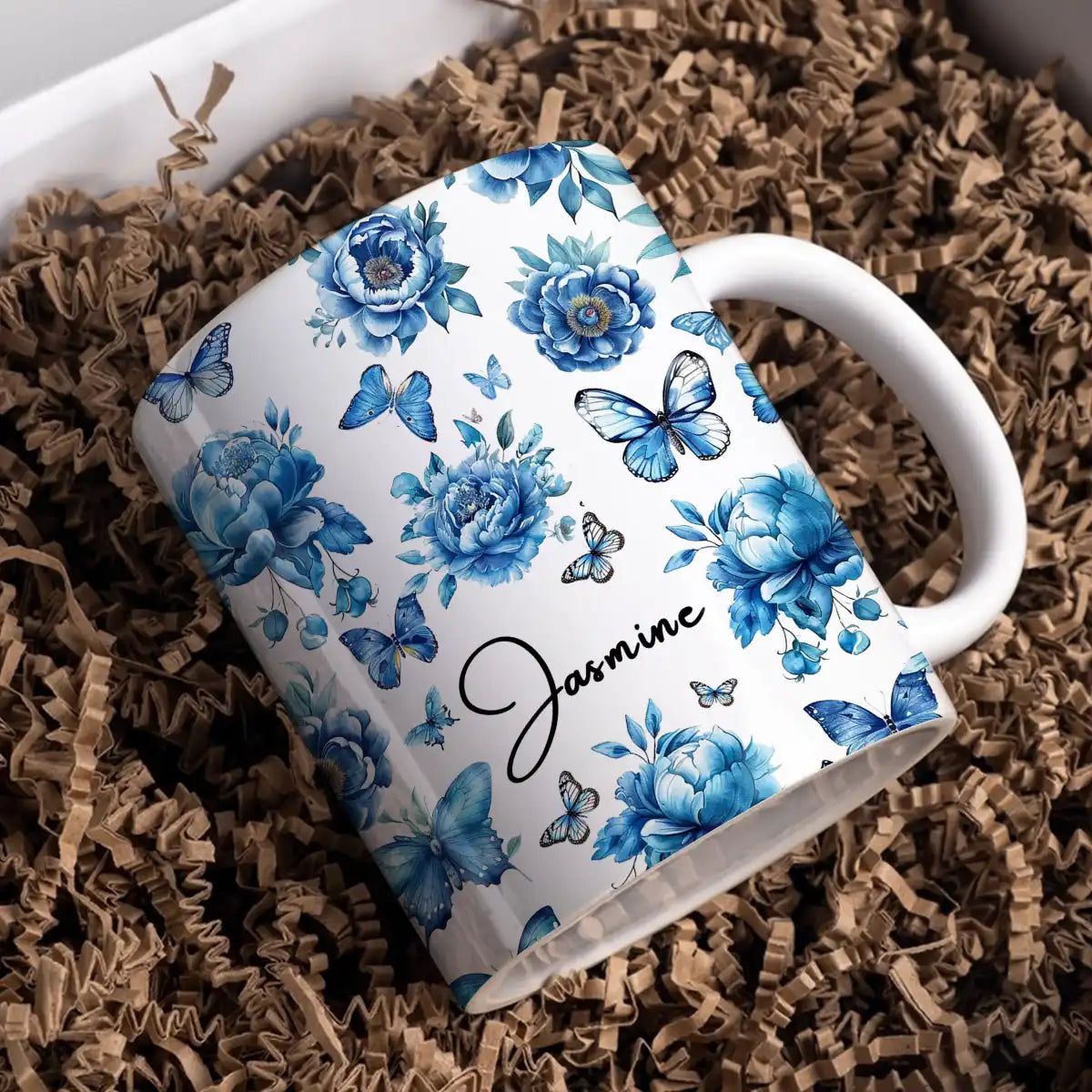 Shineful Ceramic Mug Personalized Butterfly Blue