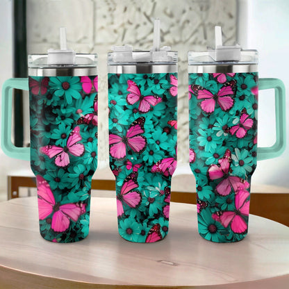 Shineful Tumbler Butterfly Turquoise Blooms