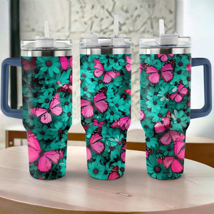 Shineful Tumbler Butterfly Turquoise Blooms